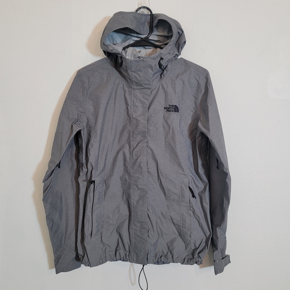 North Face Gray Lightweight Rain Jacket Zip Hook & Loop XS Waterproof Dryvent